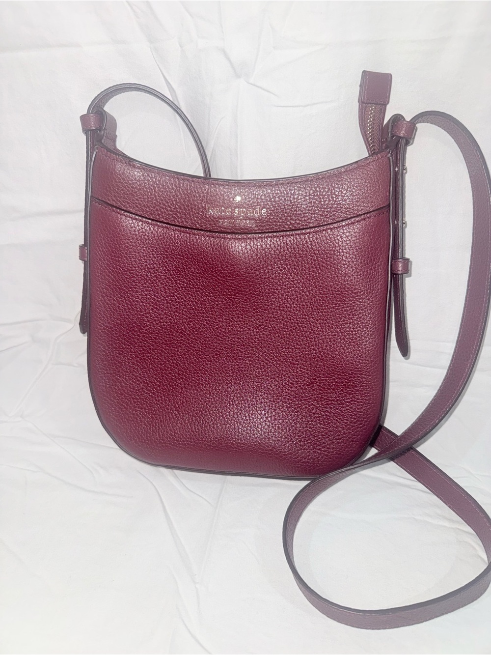 kate spade Burgundy Pebbled Leather Crossbody Bag